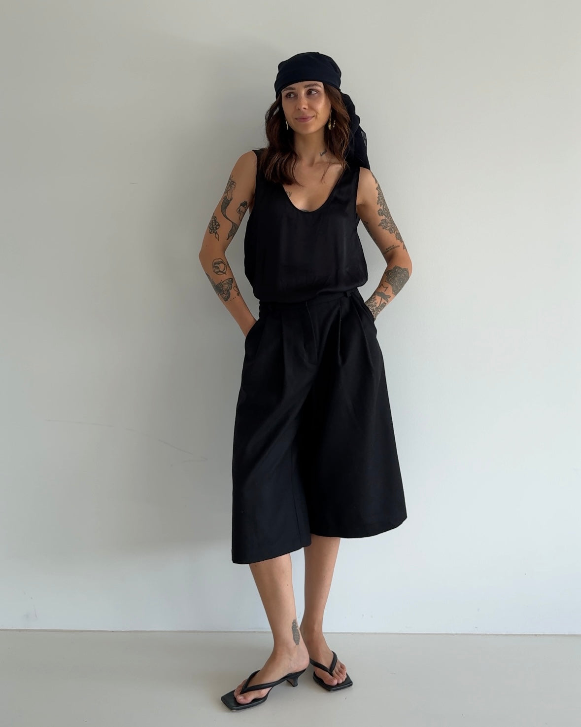 Vintage Sheer Chiffon Scarf – Deep Navy