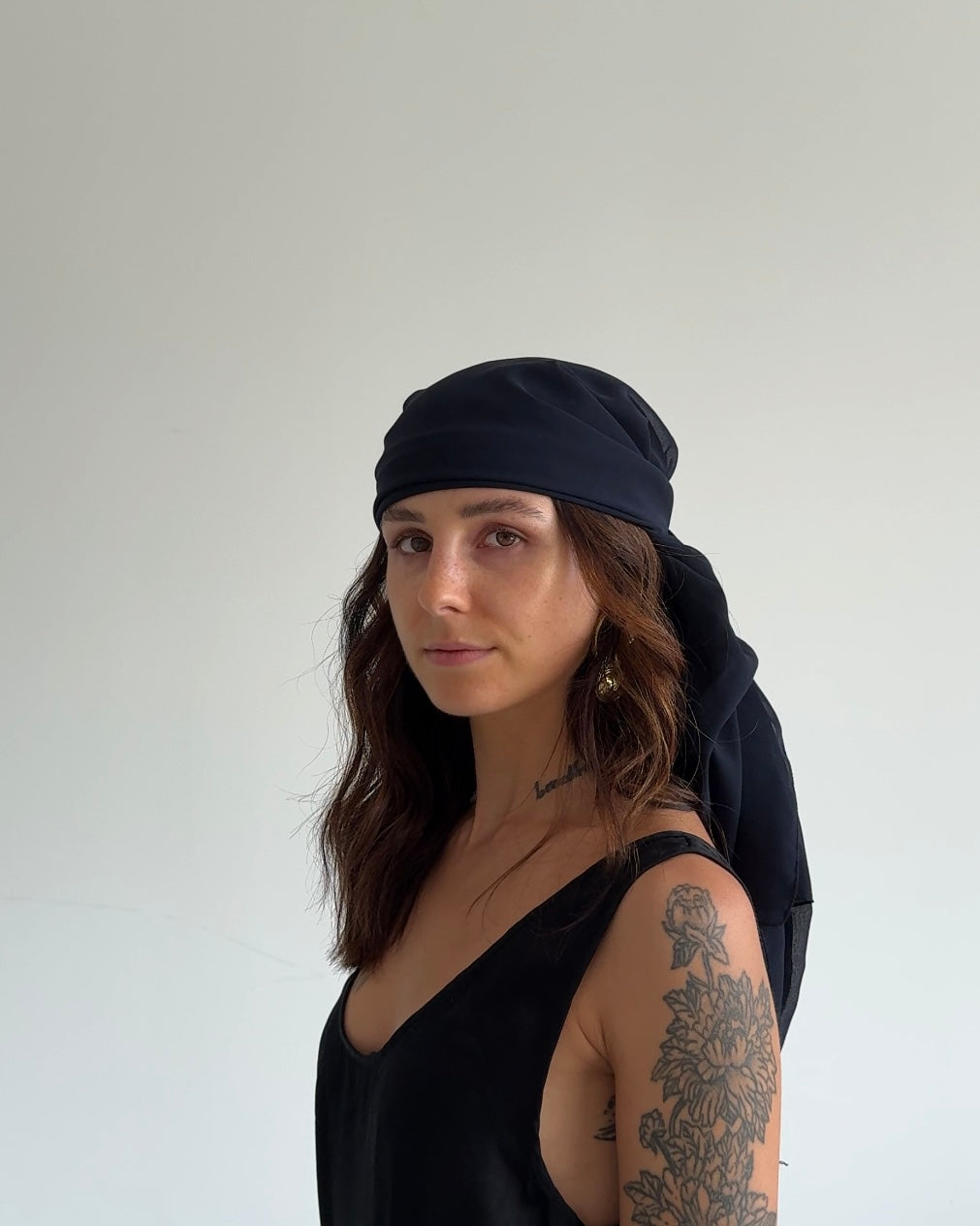 Vintage Sheer Chiffon Scarf – Deep Navy