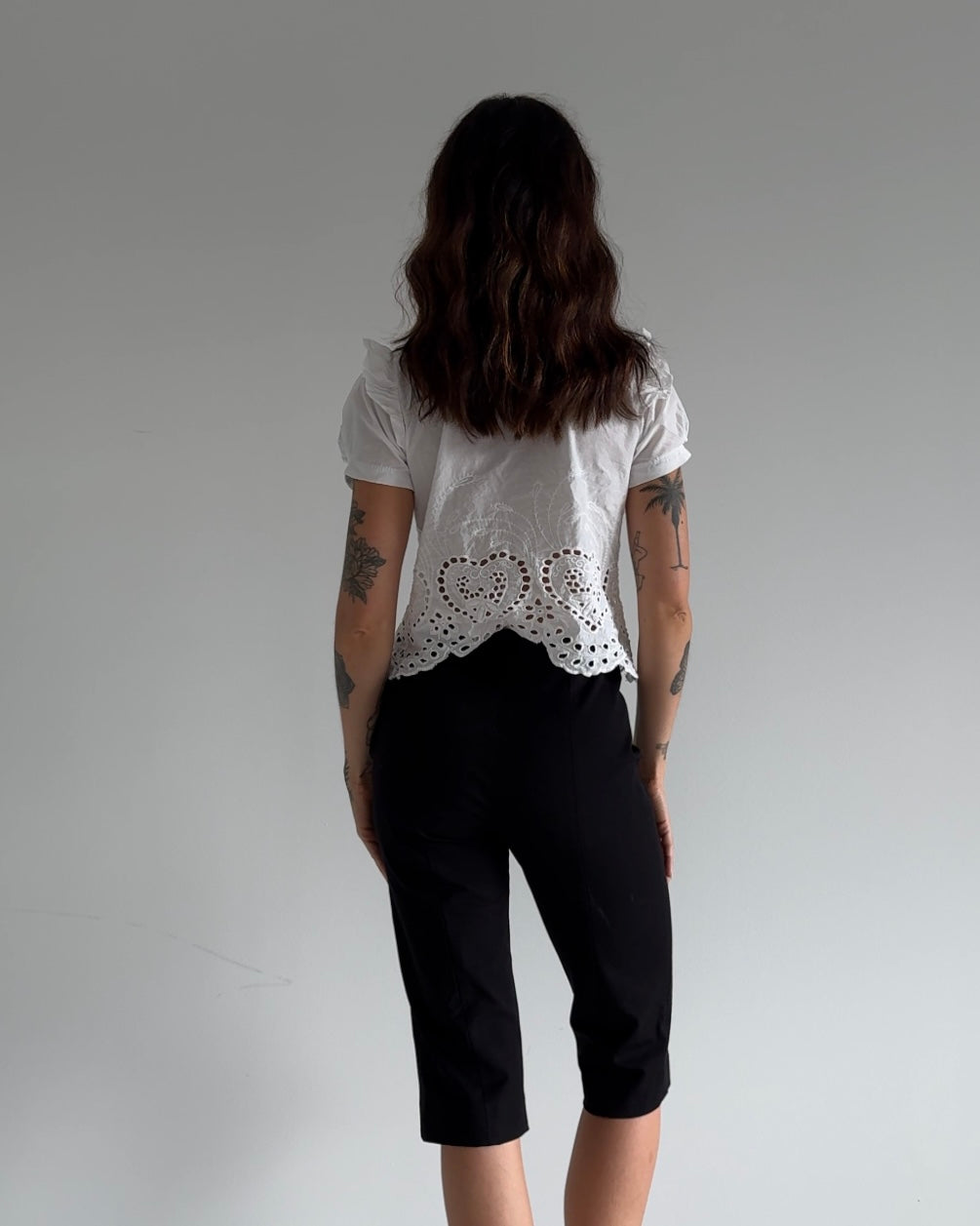 Vintage White Broderie Tie-Front Blouse