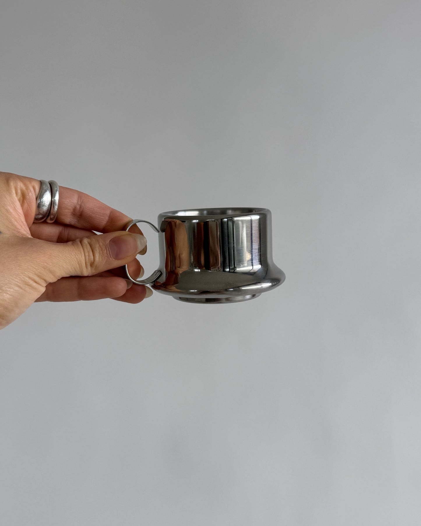 Stainless Steel Espresso Cups with Saucers - Set of 2