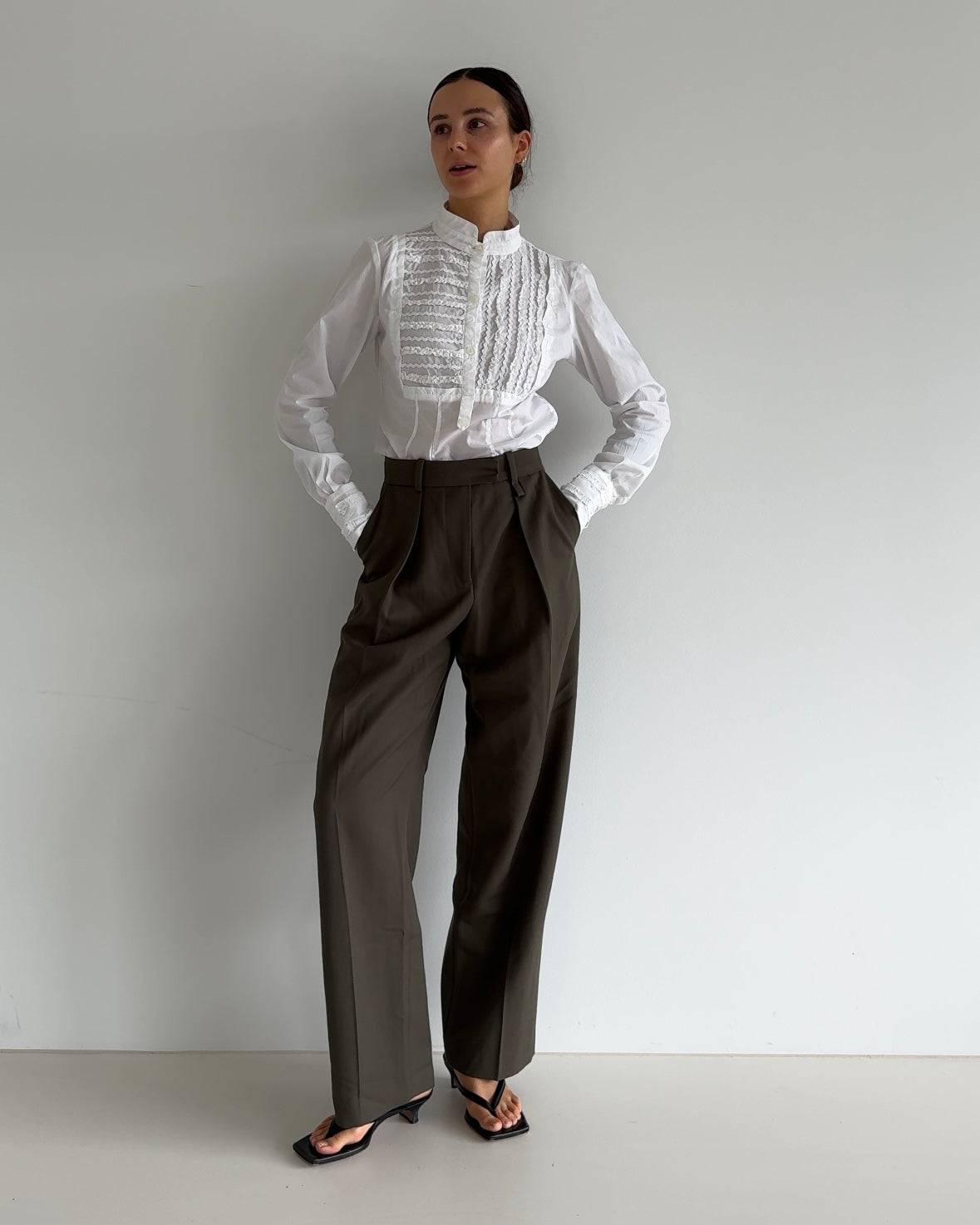 Vintage Pleated Lace Blouse