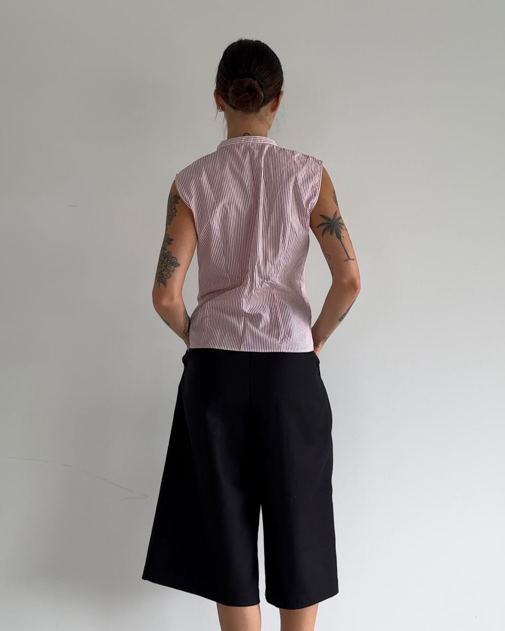 Vintage Tie-Front Pinstripe Blouse