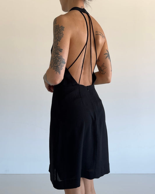 Flowy Black Mini Dress with Back Detail
