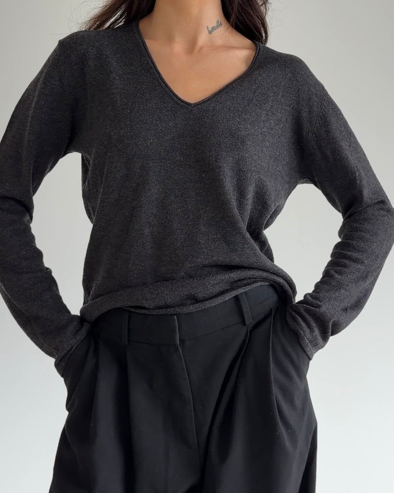 Charcoal Wool Blend Sweater