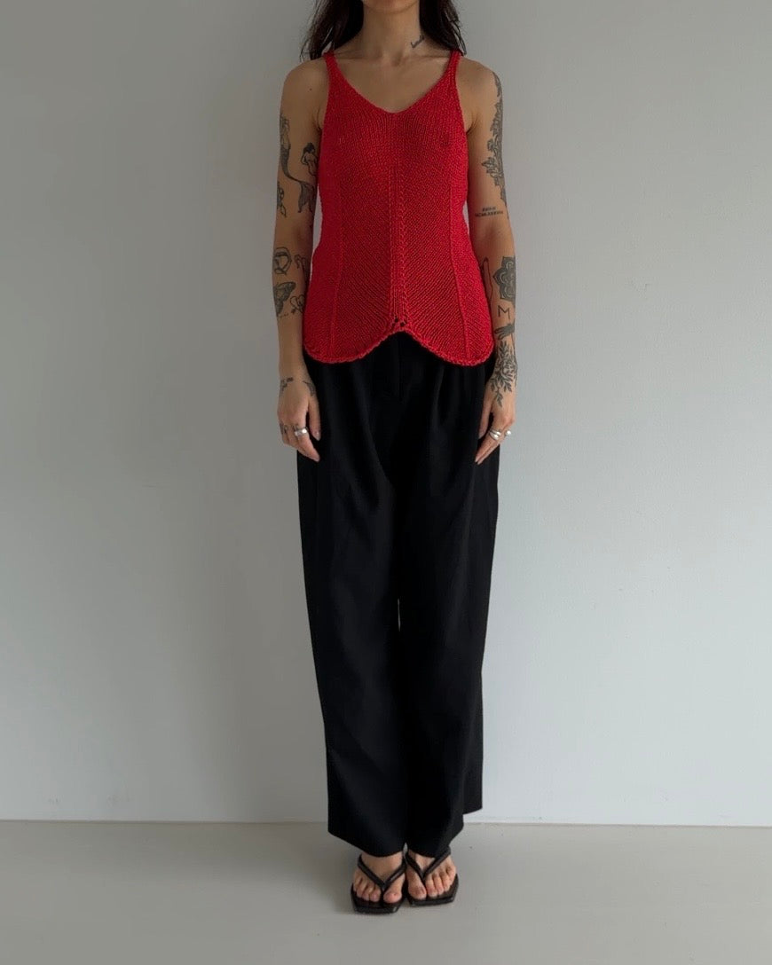 Vintage Cherry Red Knit Tank Top