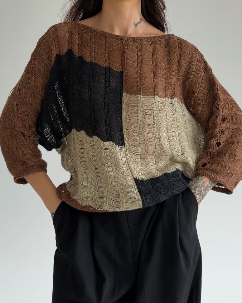 Colorblock Textured Sweater