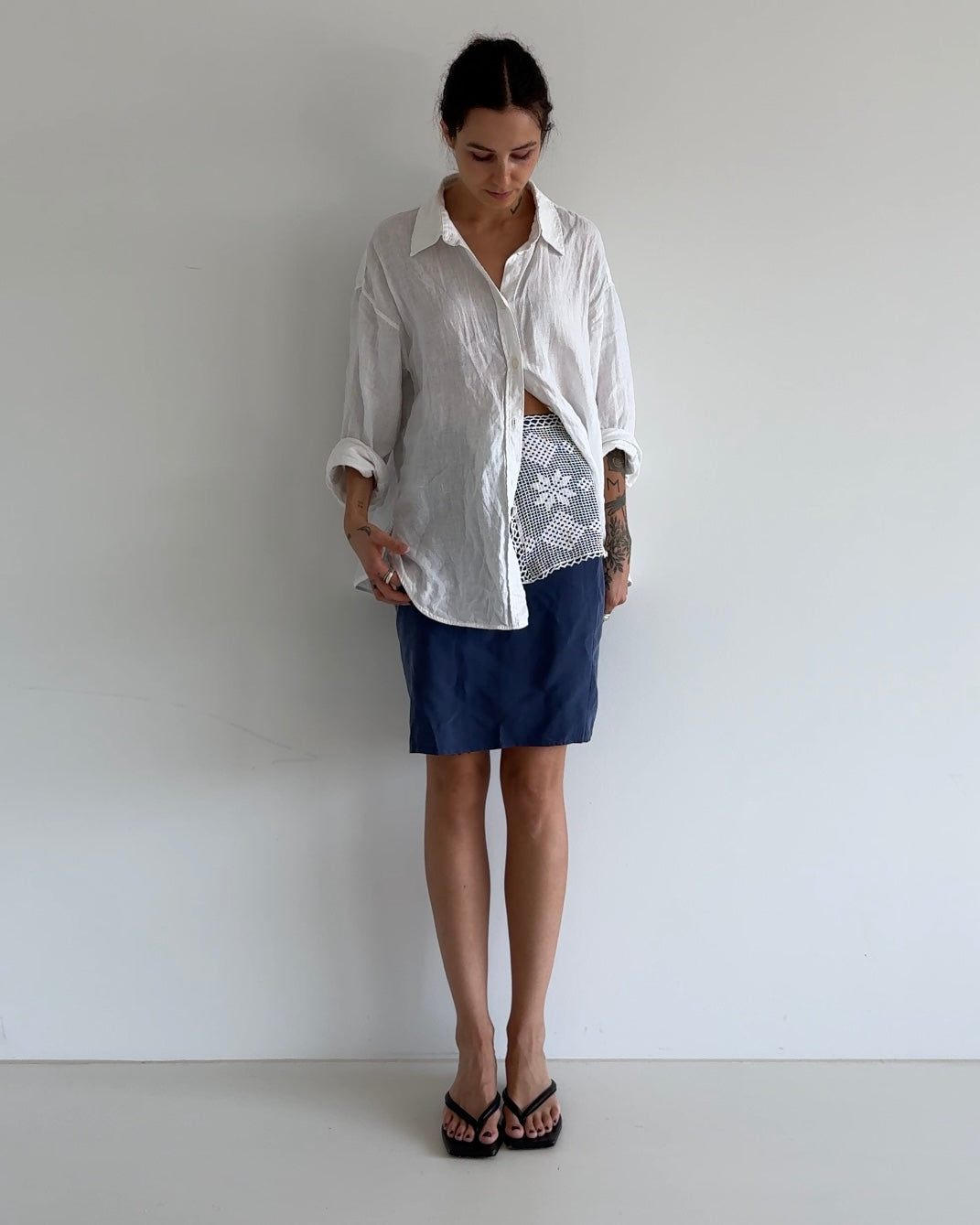 Sportmax Silk Skirt Navy Blue