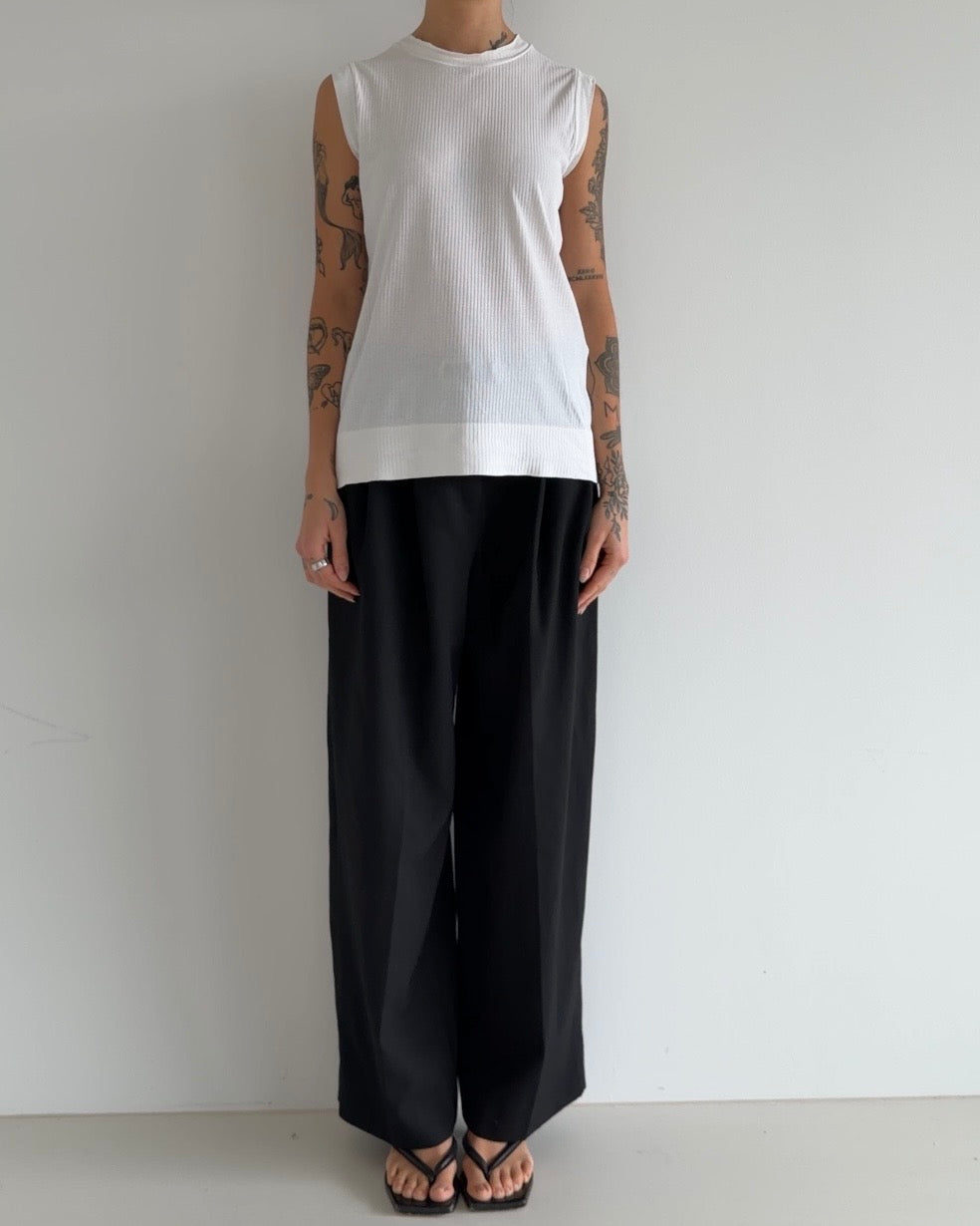Jil Sander Ribbed White Crew-Neck Top