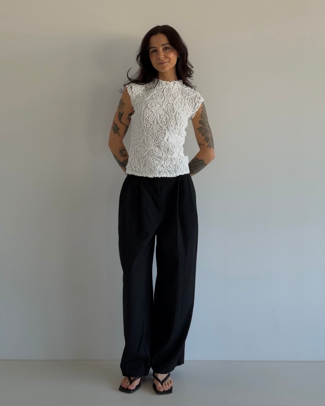 White patterned Top