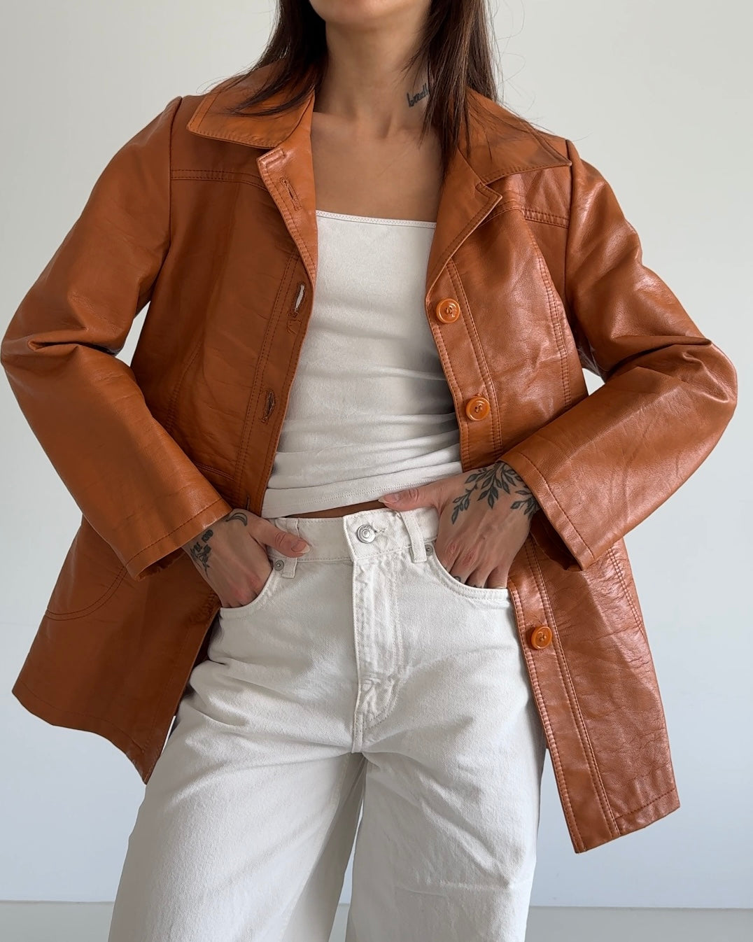 Orange Leather Blazer