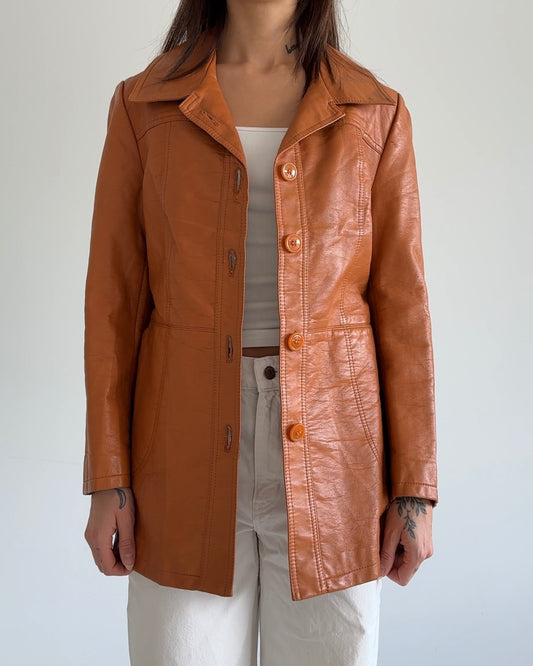 Orange Leather Blazer