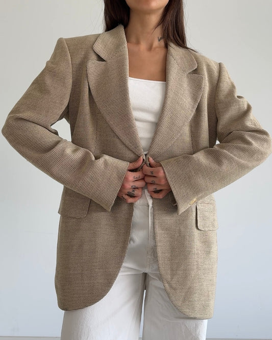 Checked Blazer Beige
