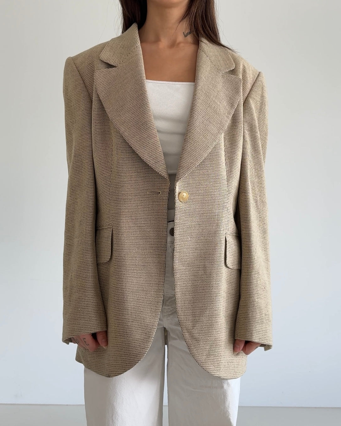 Checked Blazer Beige