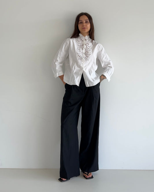 White Blouse with Detailed Collar