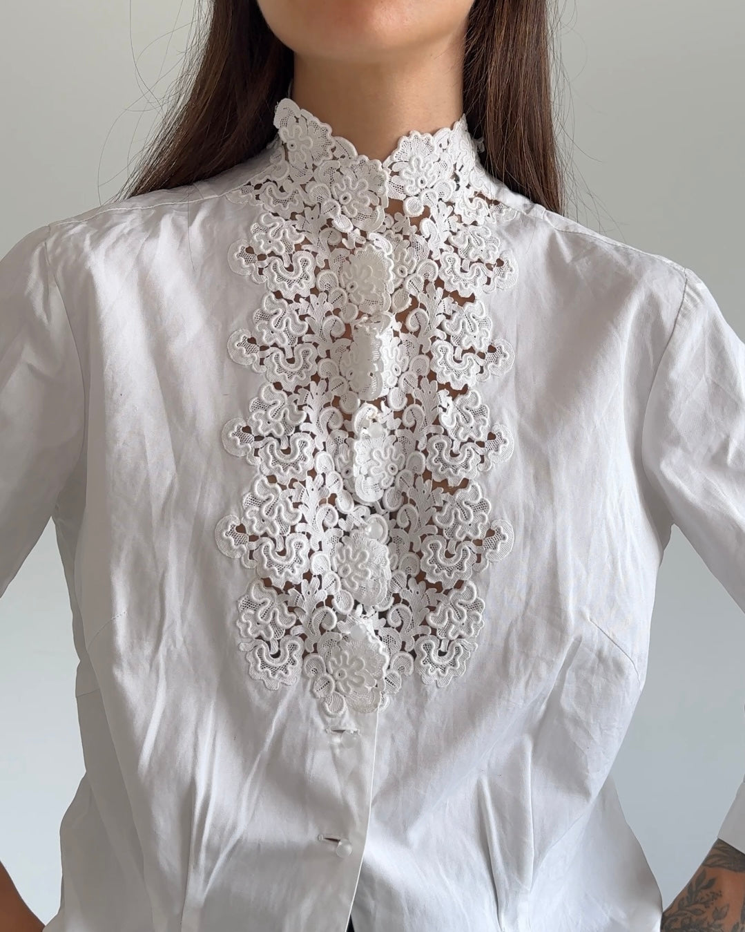 White Blouse with Detailed Collar