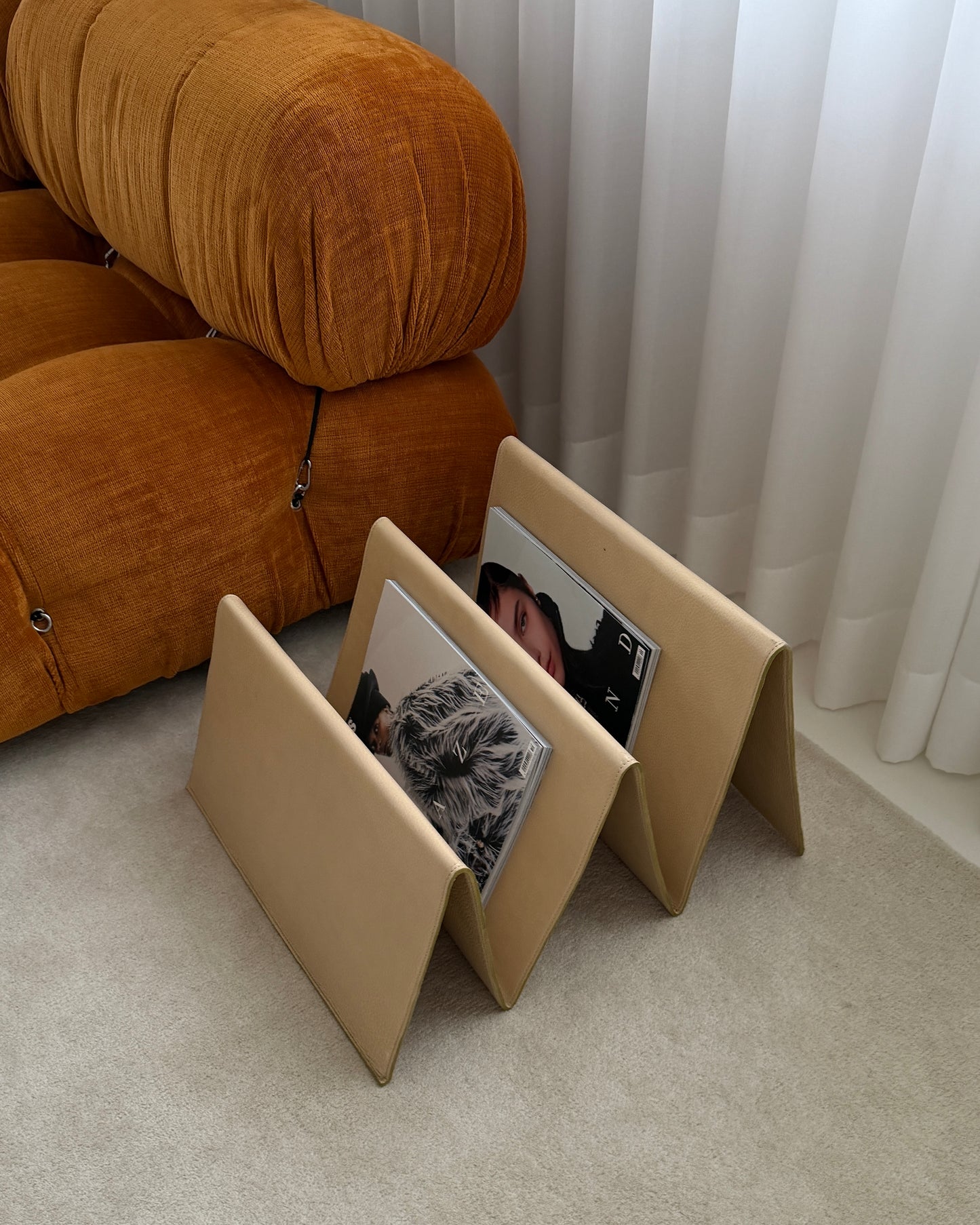 Vintage Leather Magazine Rack