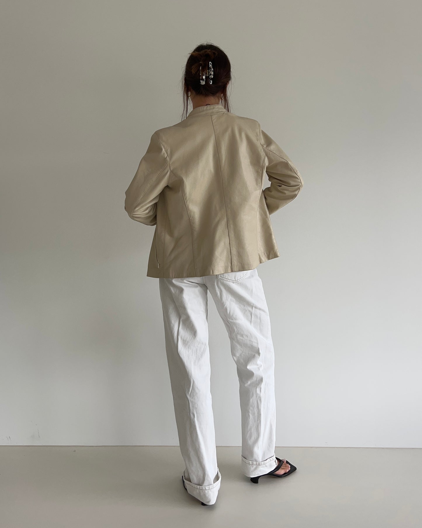 Beige Leather Jacket