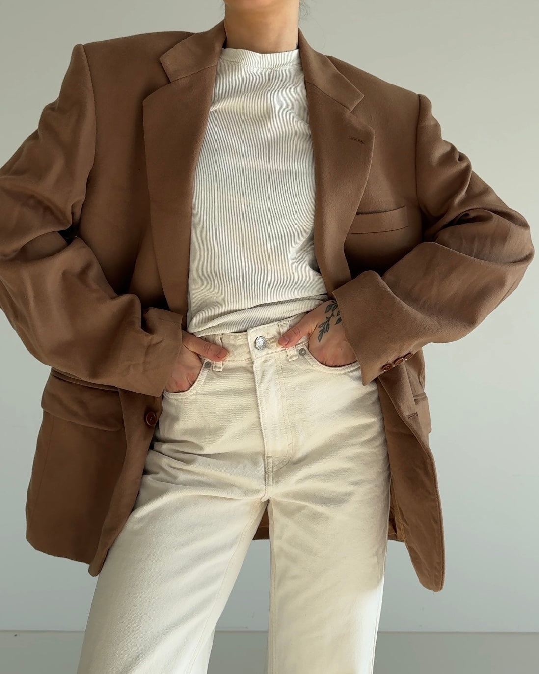 Wool - Cashmere Blazer Brown