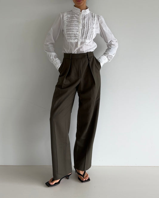 Vintage Pleated Lace Blouse