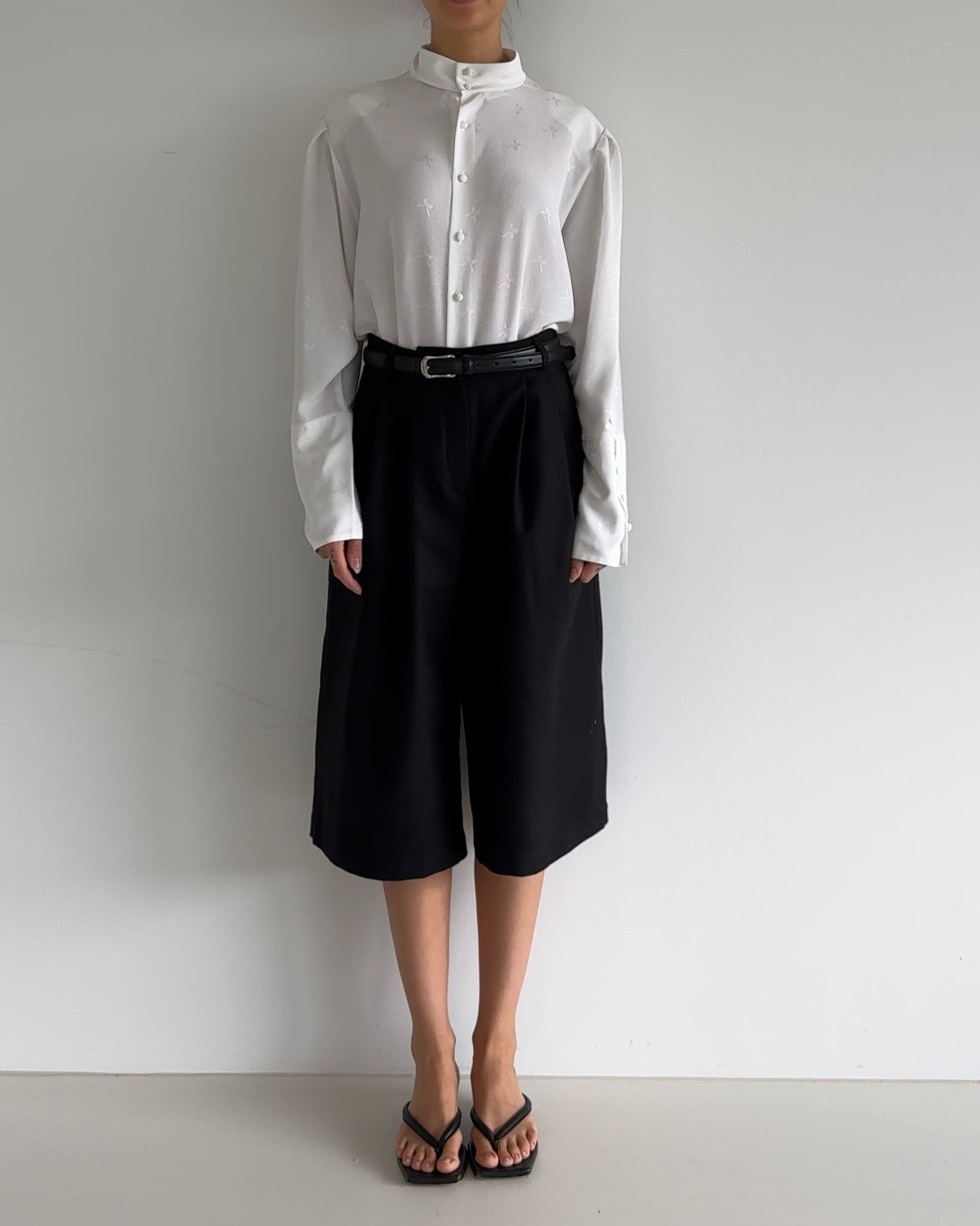 Vintage Satin Puff-Sleeve Blouse