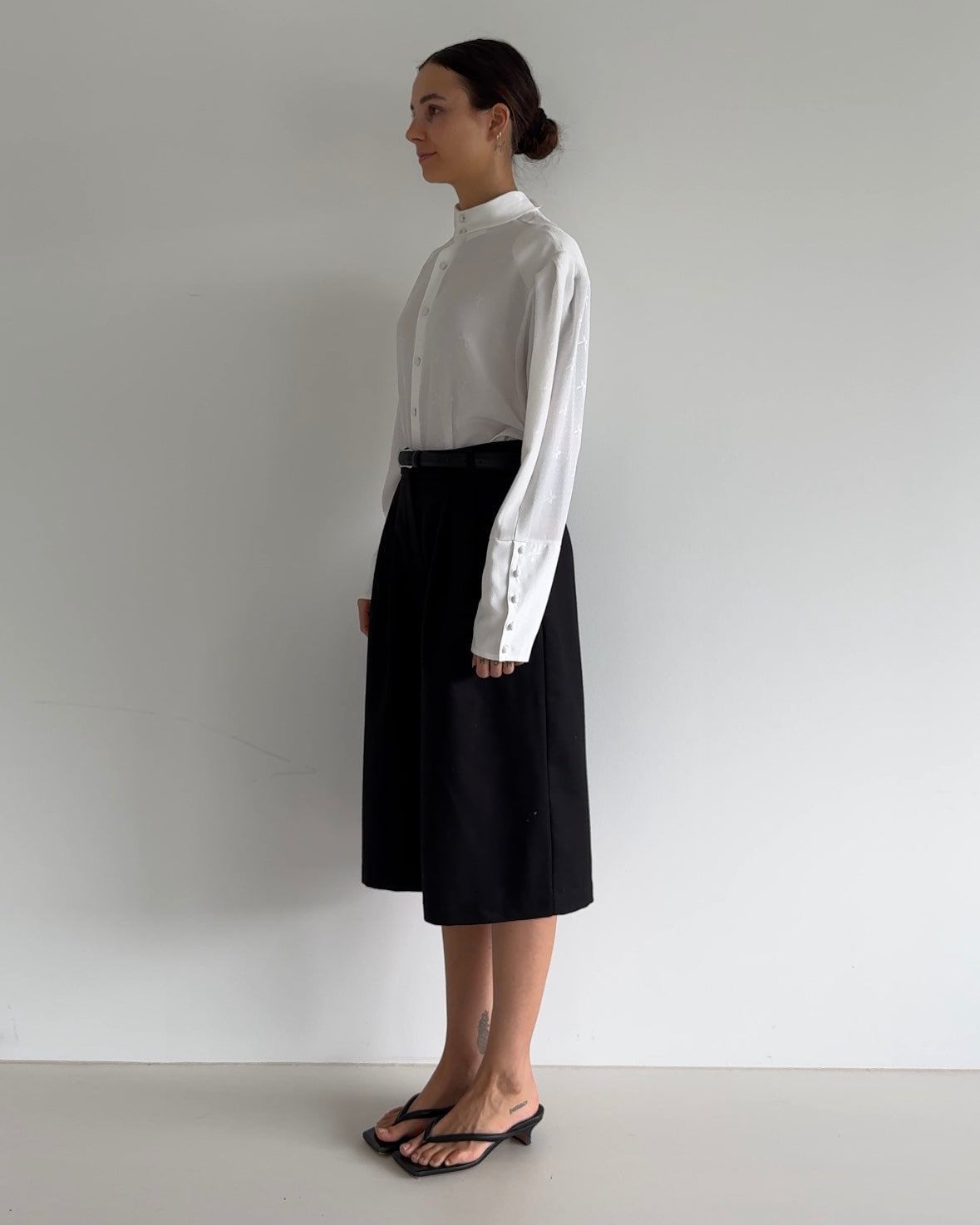 Vintage Satin Puff-Sleeve Blouse
