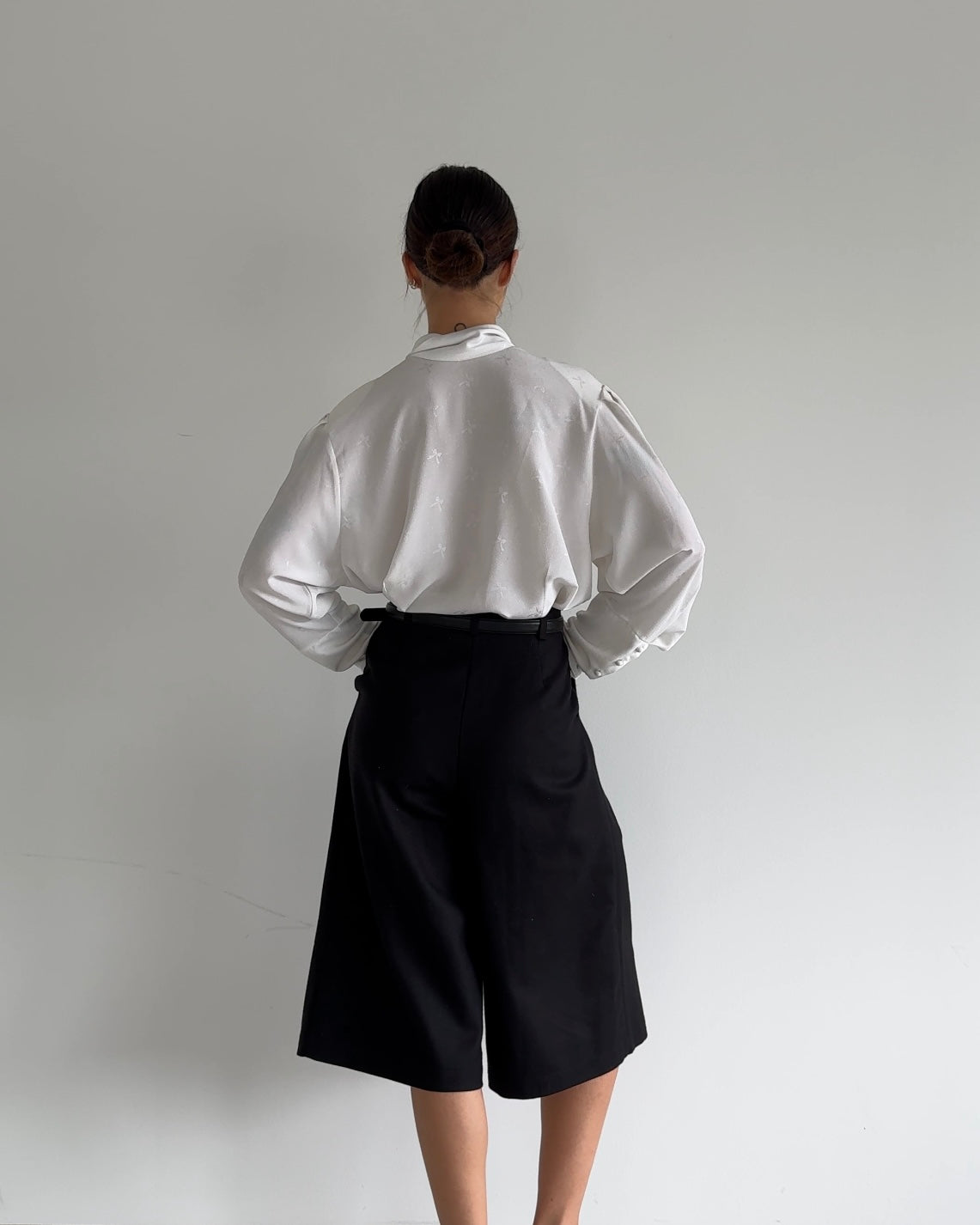 Vintage Satin Puff-Sleeve Blouse