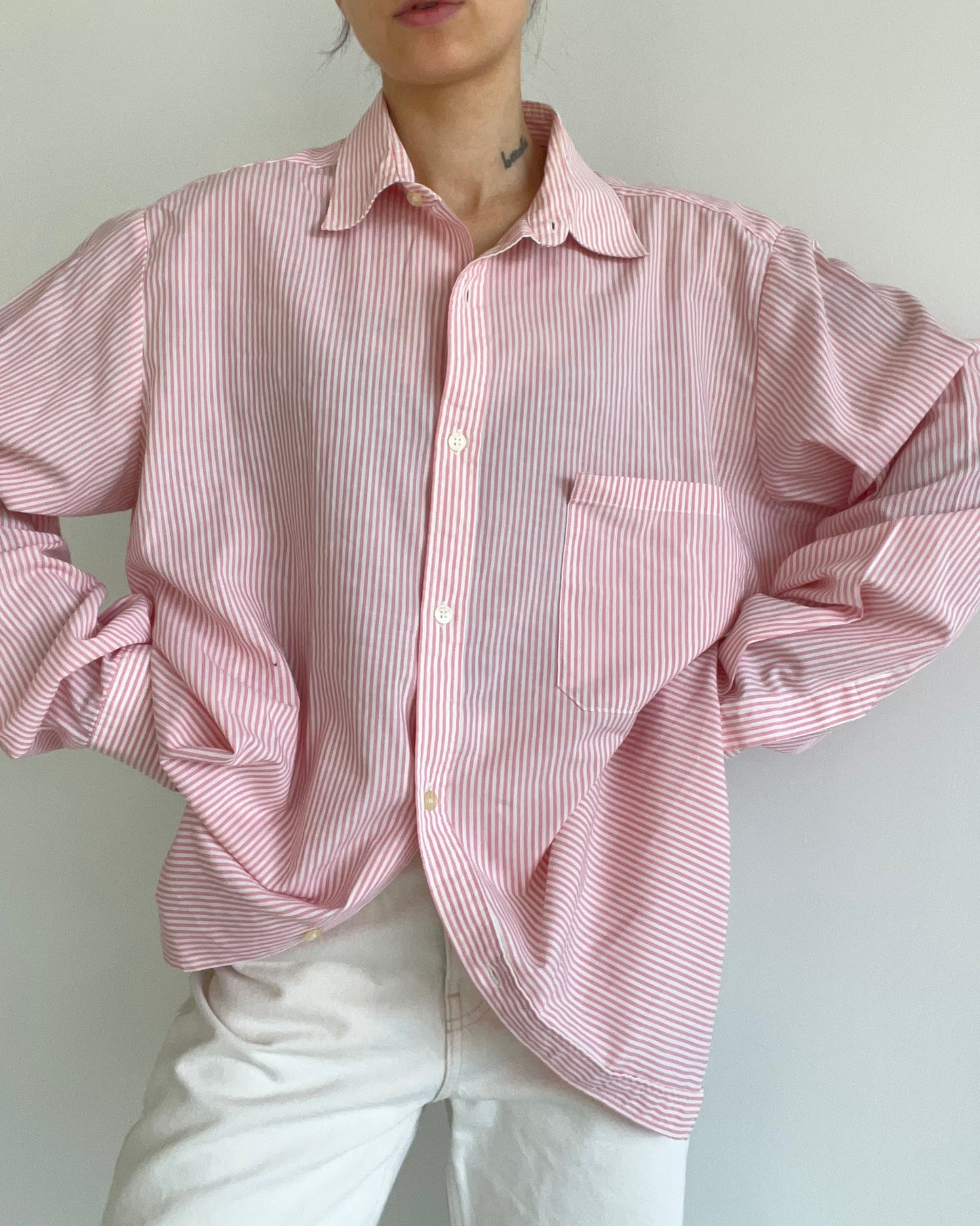 Oversized Shirt Pink Striped