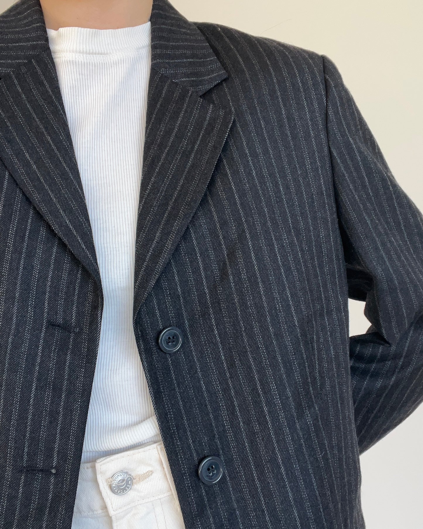 Striped Blazer Navy Blue