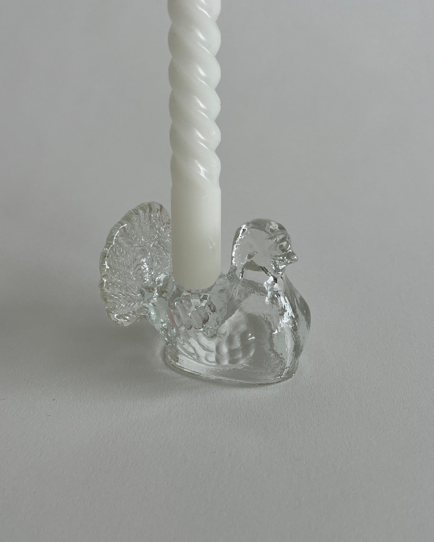 Vintage Clear Glass Candle Holder Bird