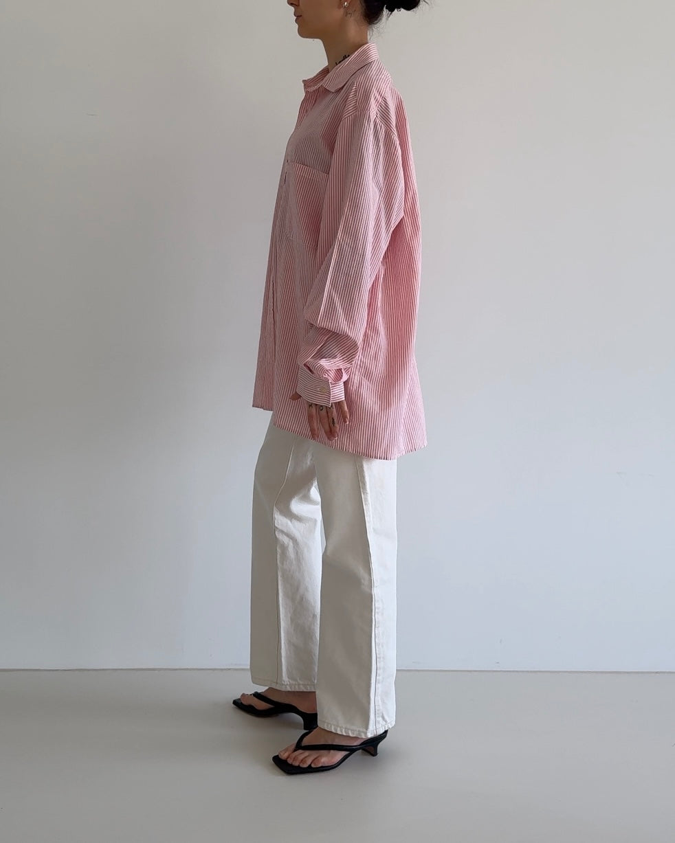 Oversized Shirt Pink Striped