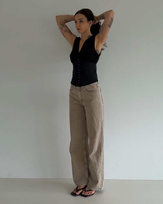 Black Corset Top with Sheer Detail