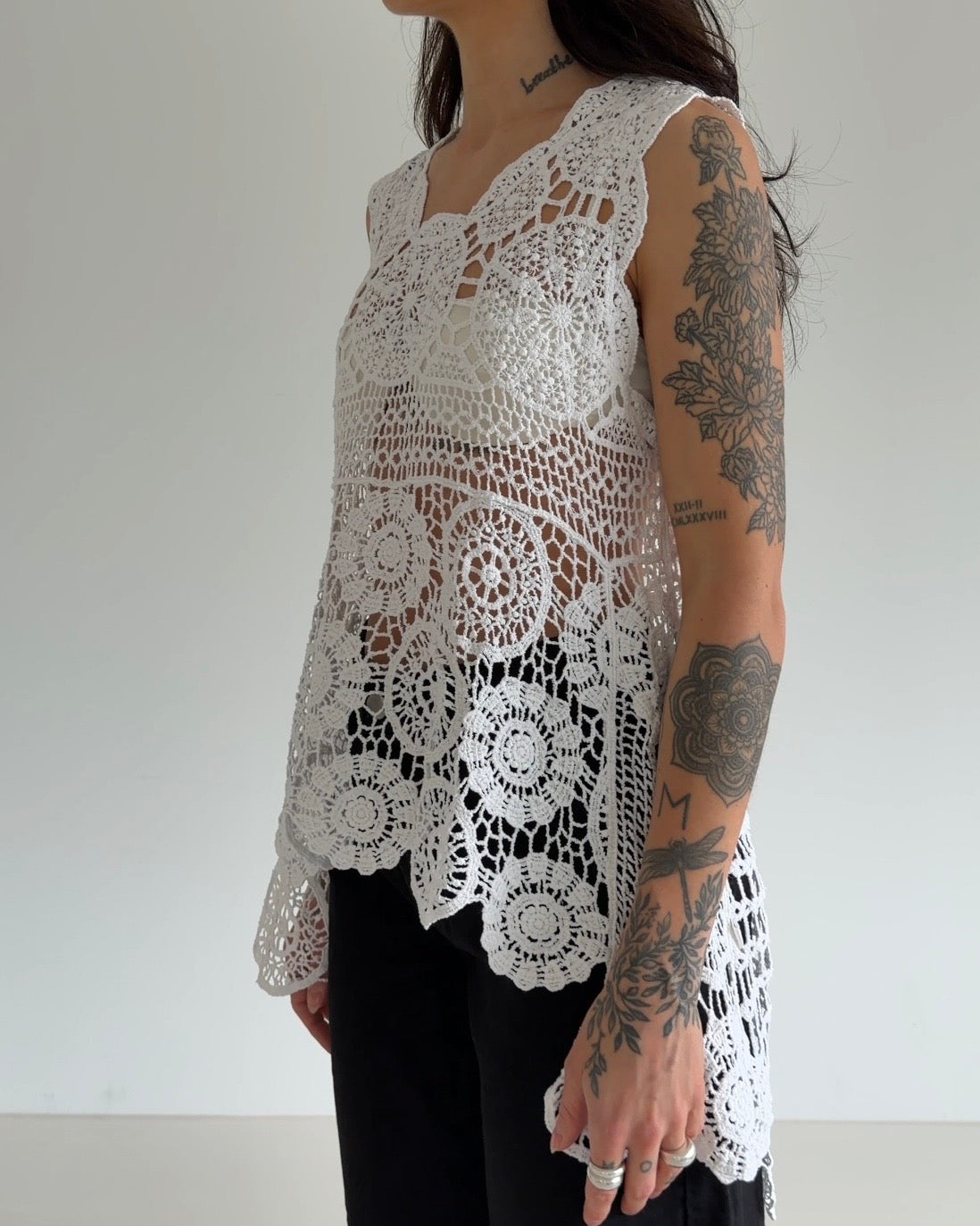 Vintage Crochet Lace Tunic Top