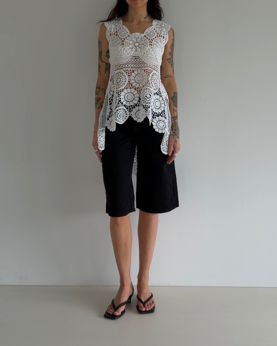 Vintage Crochet Lace Tunic Top