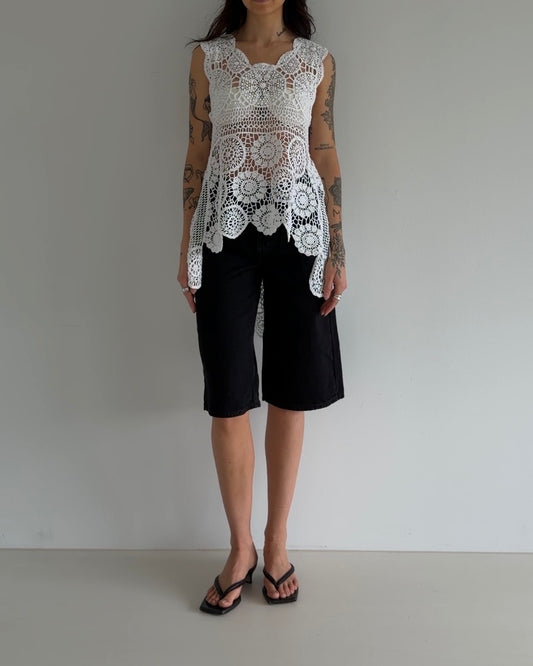 Vintage Crochet Lace Tunic Top