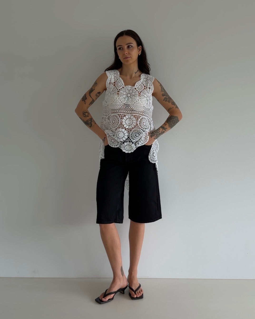 Vintage Crochet Lace Tunic Top