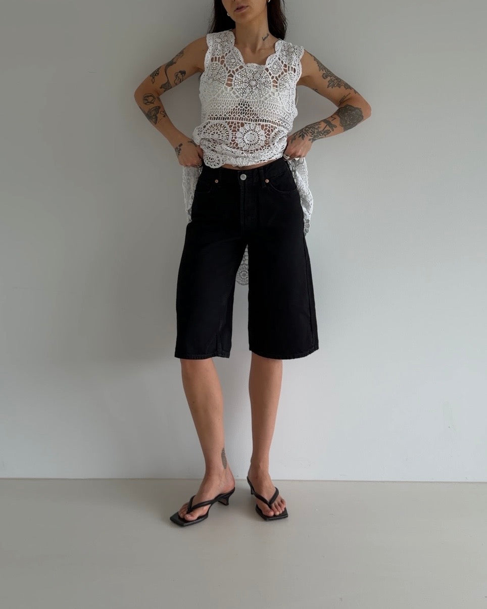 Black Bermuda Denim Shorts