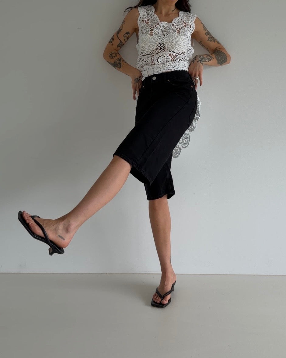 Black Bermuda Denim Shorts