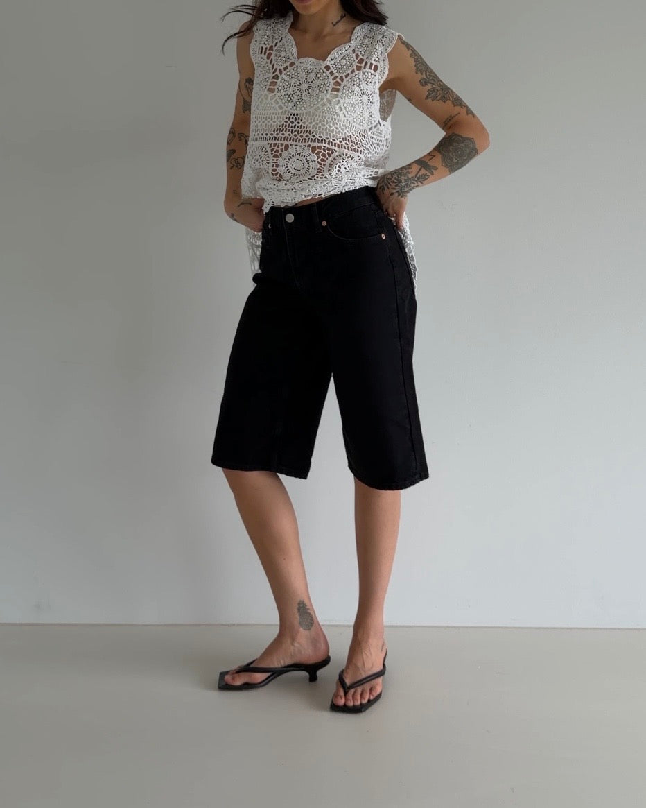 Black Bermuda Denim Shorts