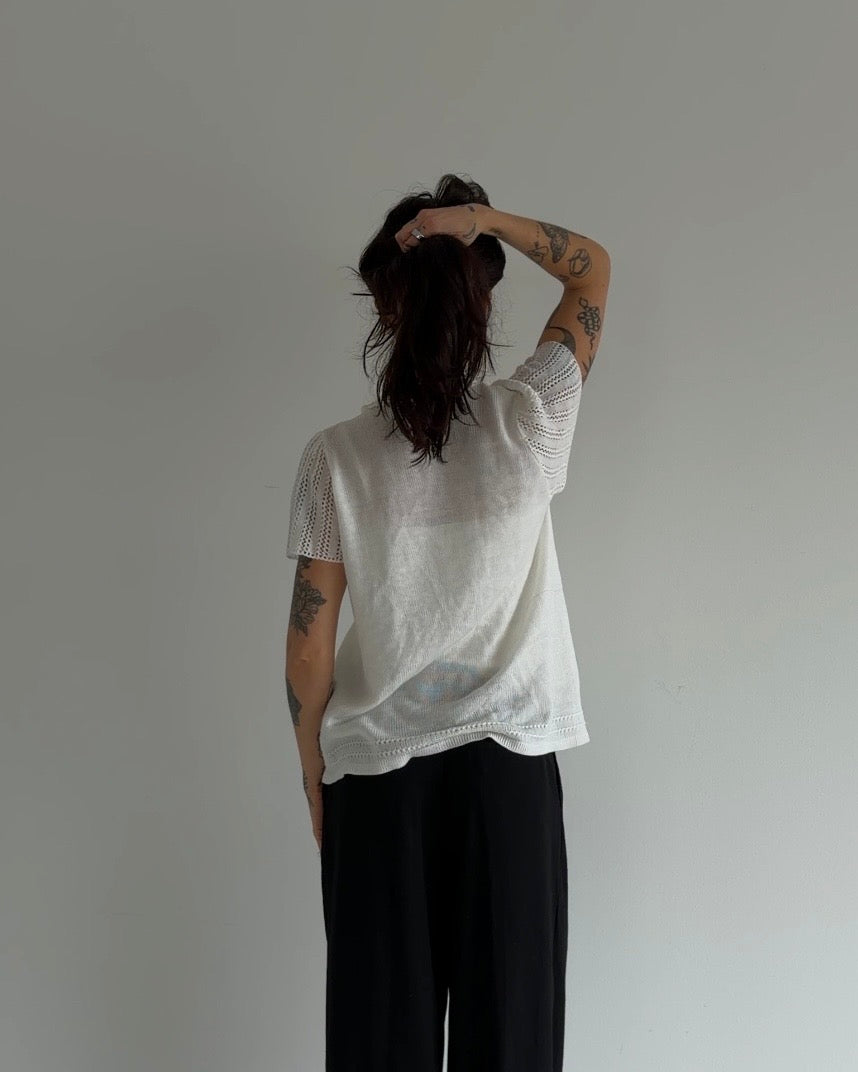 White Knitted Cardigan/Top