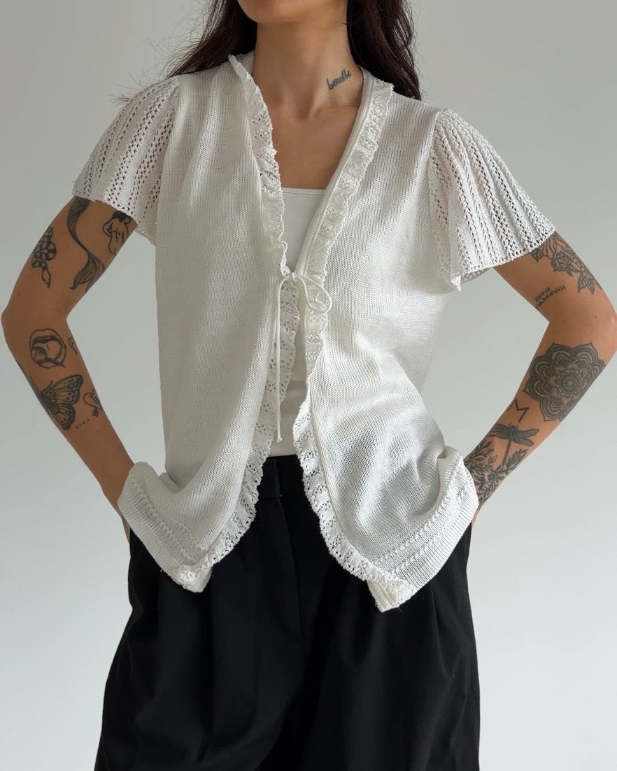 White Knitted Cardigan/Top
