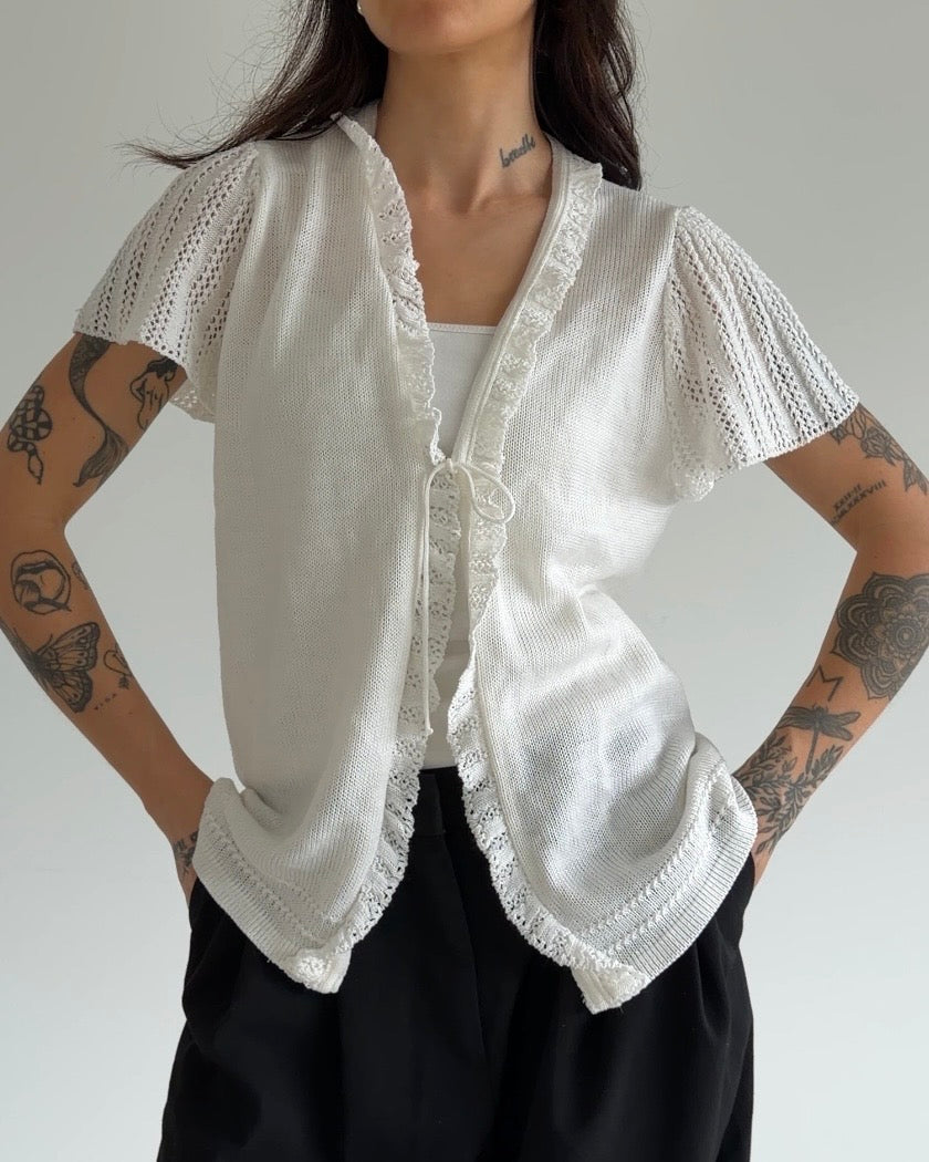 White Knitted Cardigan/Top