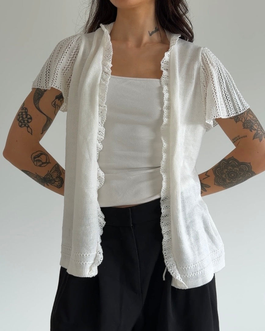 White Knitted Cardigan/Top