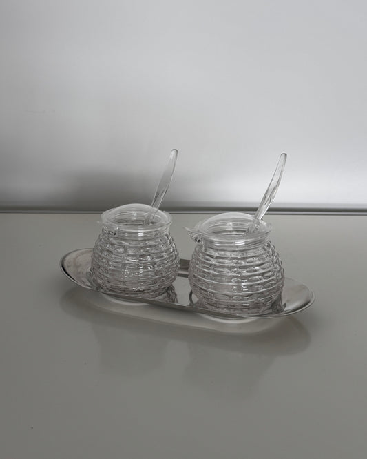 Vintage WMF Jam Set - Cromargan glass - 70s