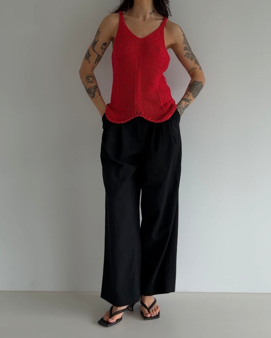 Vintage Cherry Red Knit Tank Top