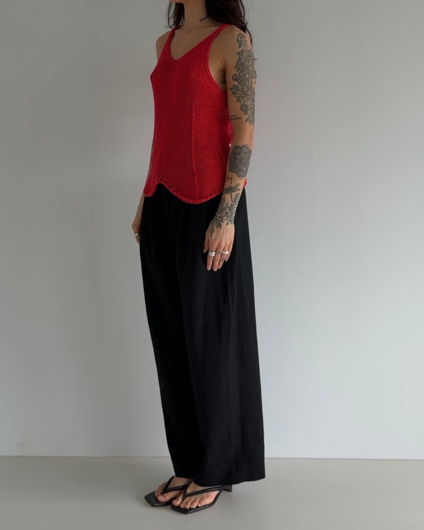 Vintage Cherry Red Knit Tank Top