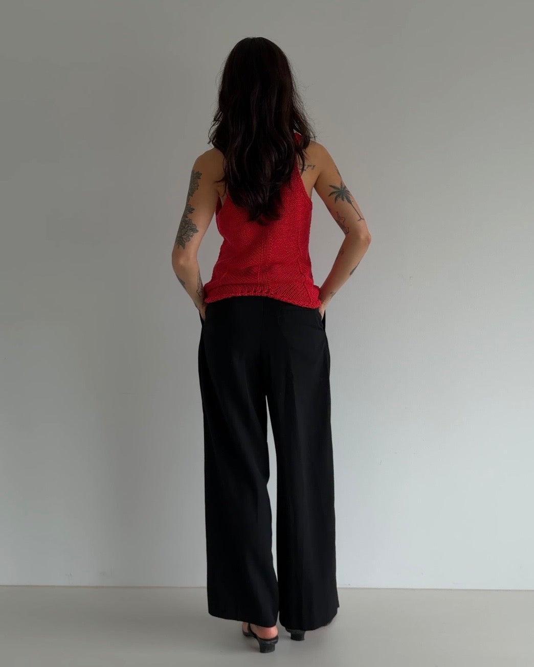 Vintage Cherry Red Knit Tank Top