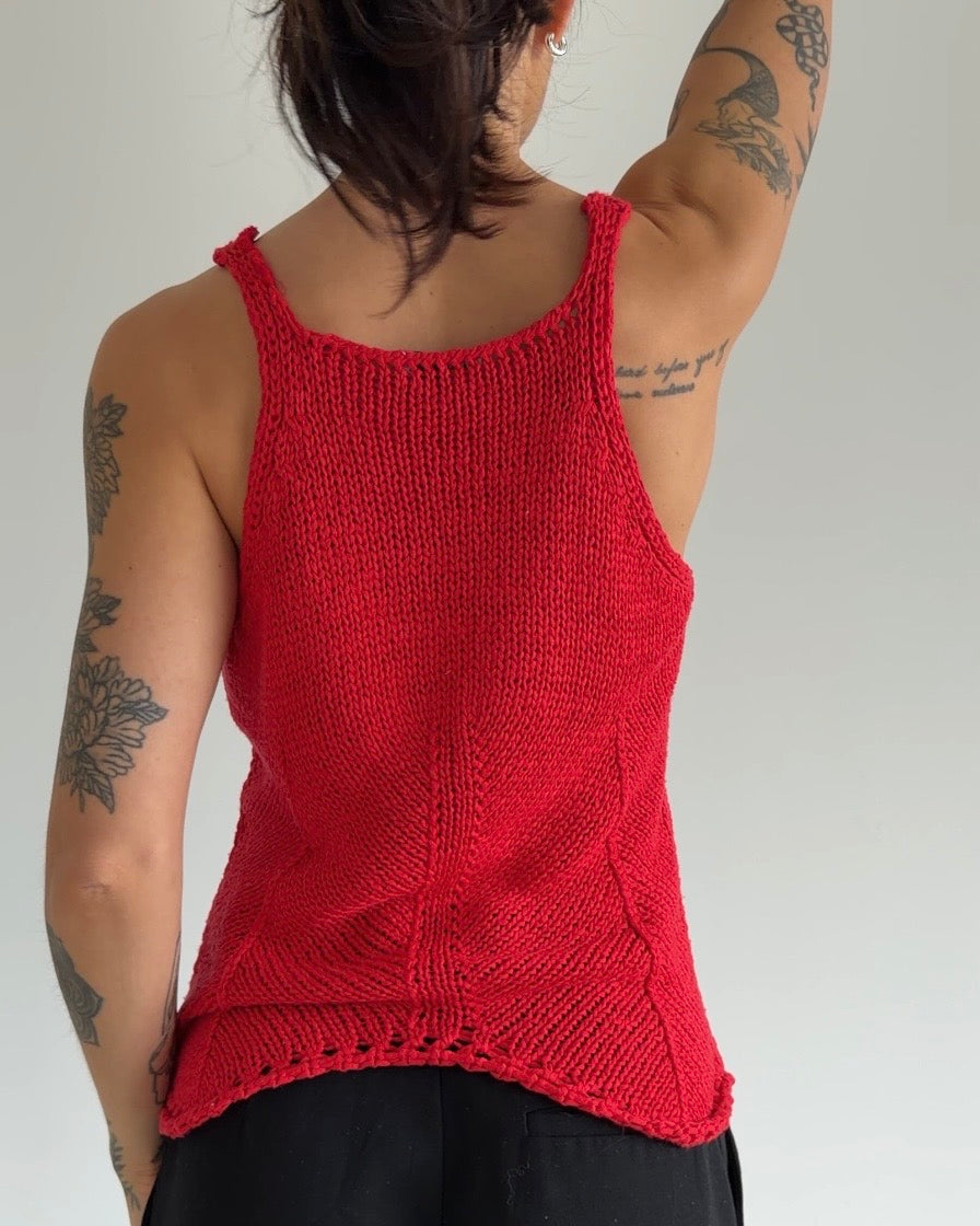 Vintage Cherry Red Knit Tank Top