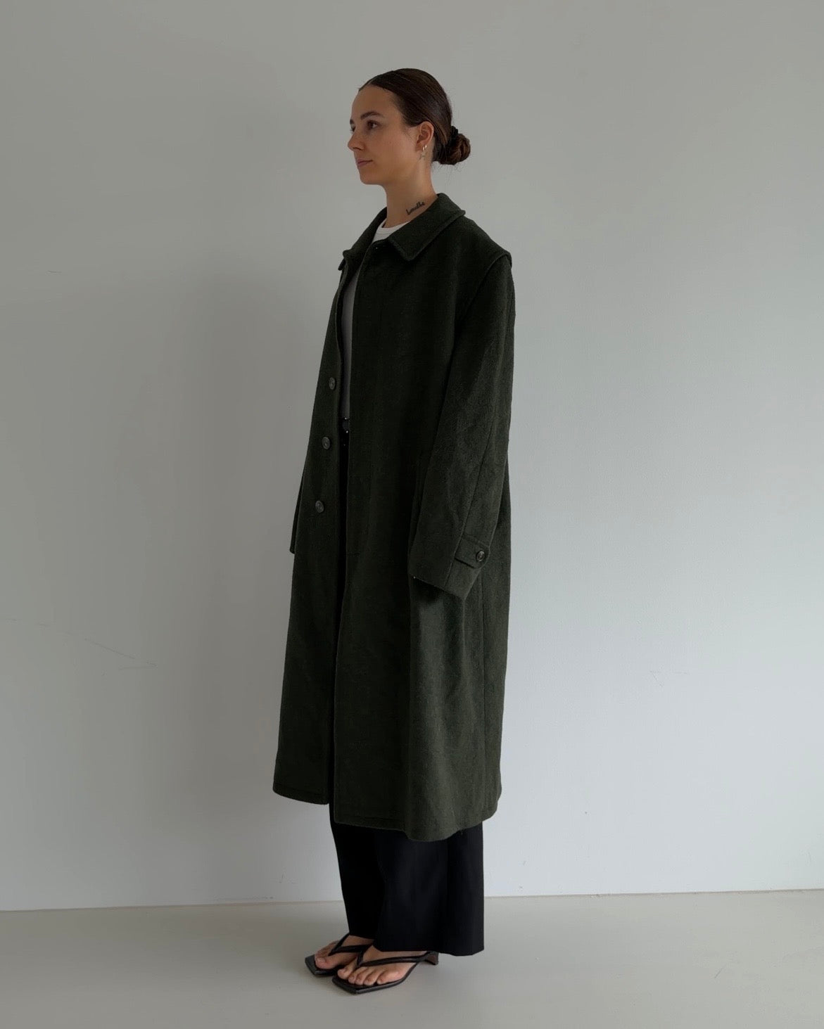 Oversized Wool Coat Dark Green