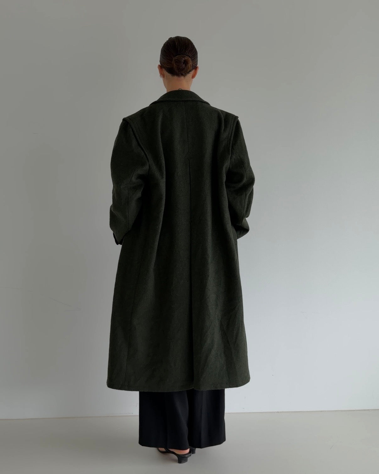 Oversized Wool Coat Dark Green
