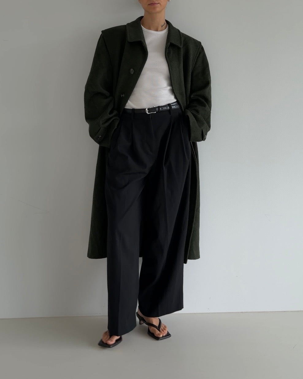 Oversized Wool Coat Dark Green
